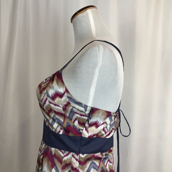 BCBGeneration Maxi Dress Size Small Chevron Stripe Blue Gray Maroon - Picture 7 of 12